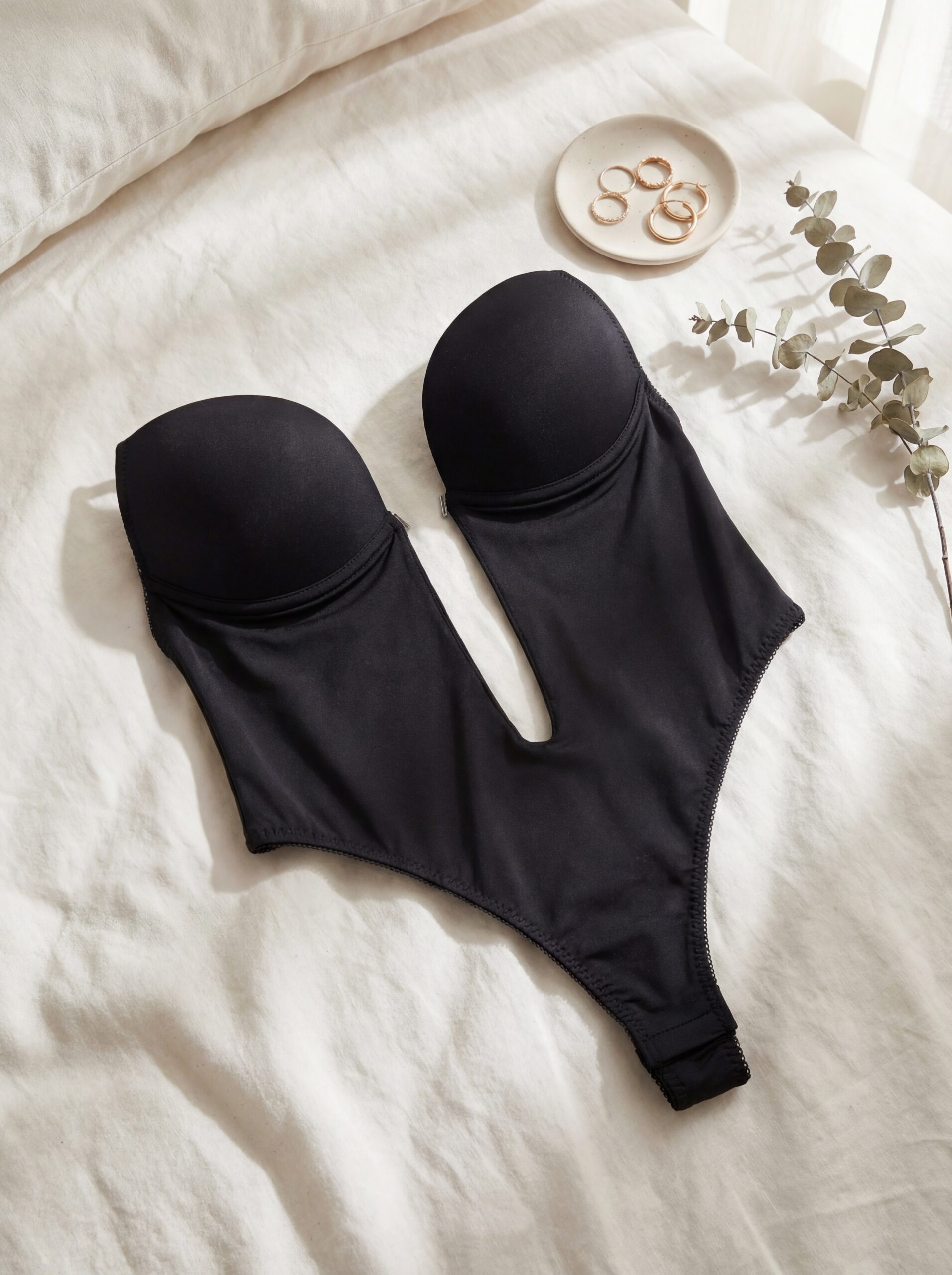 Deep cut body sa umetnutim korpicama i brazilkama - crni 1 body