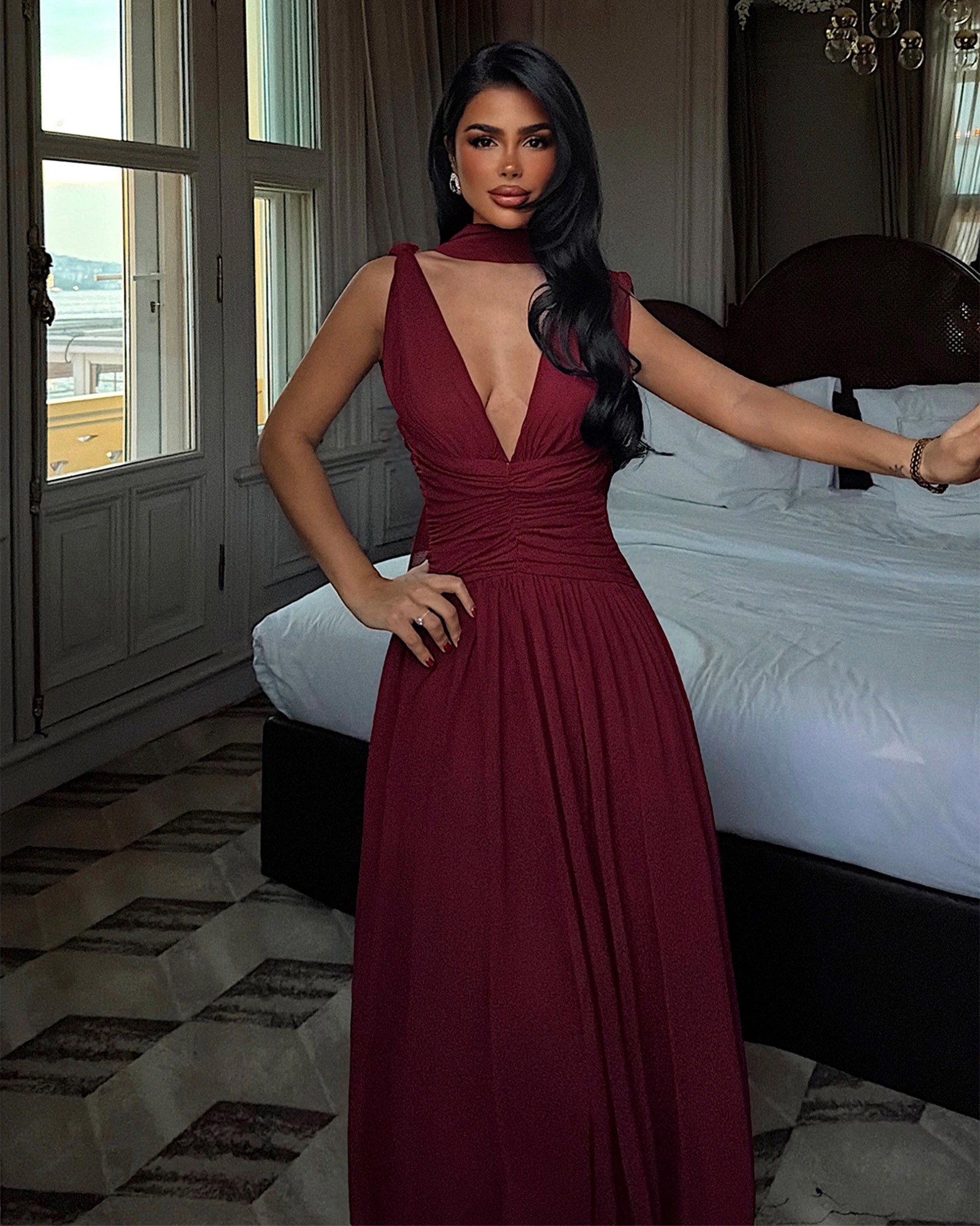 Maxi haljina Lucyna - bordo 2 Maxi haljina Lucyna - bordo - Slika 2