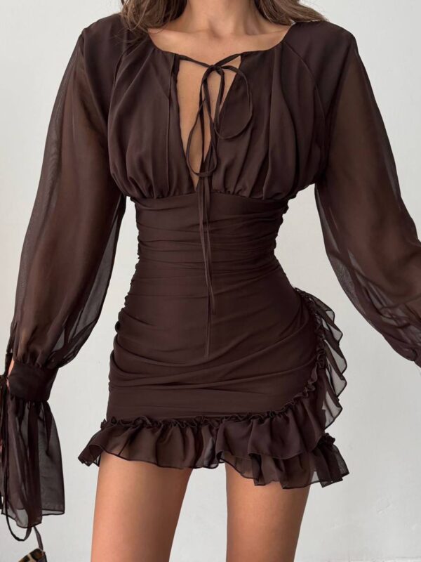 Mini haljina Jovelle - smeđa 7 Lunatik