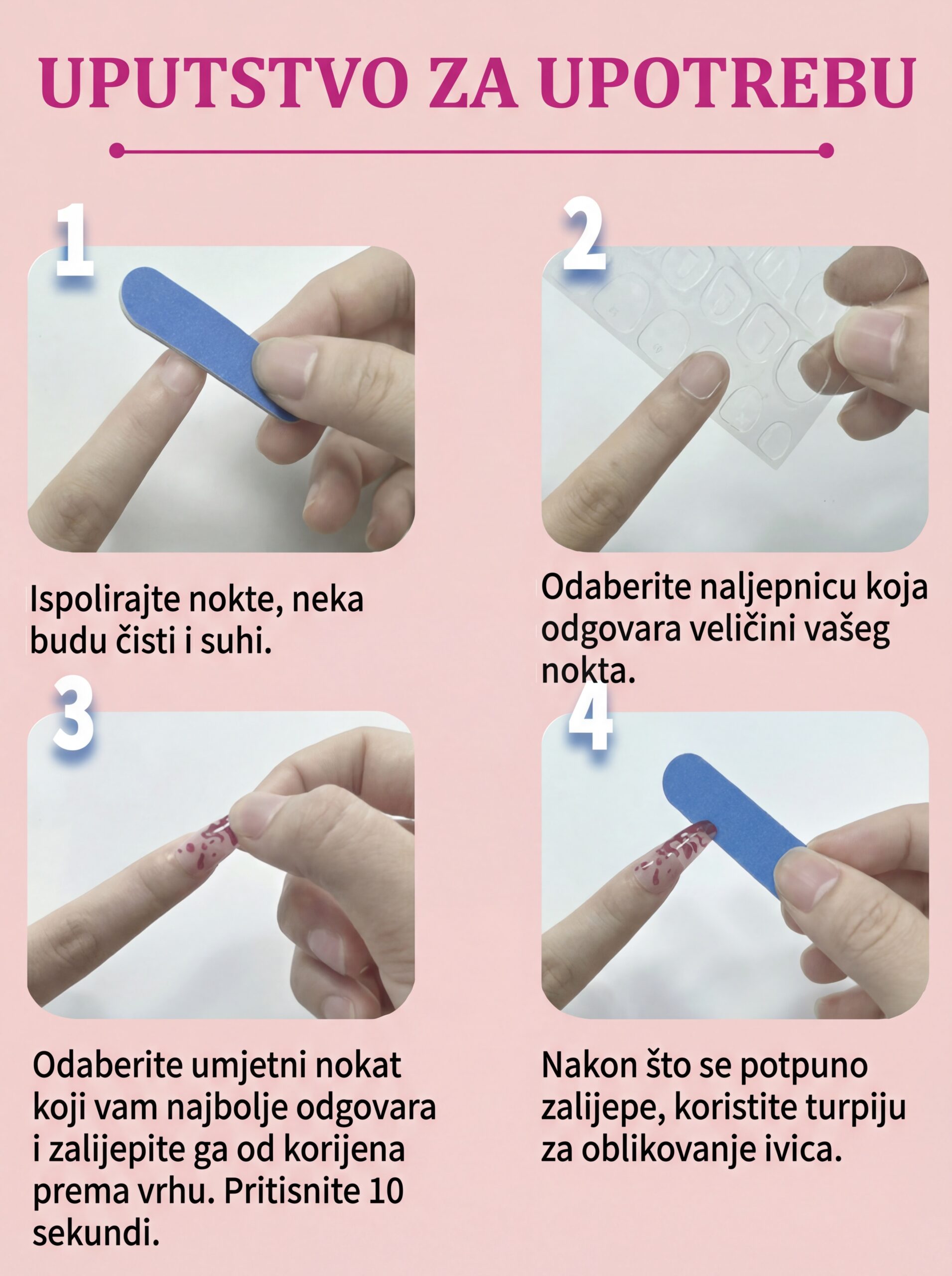 Stiletto press on nokti sa uzorkom - crni