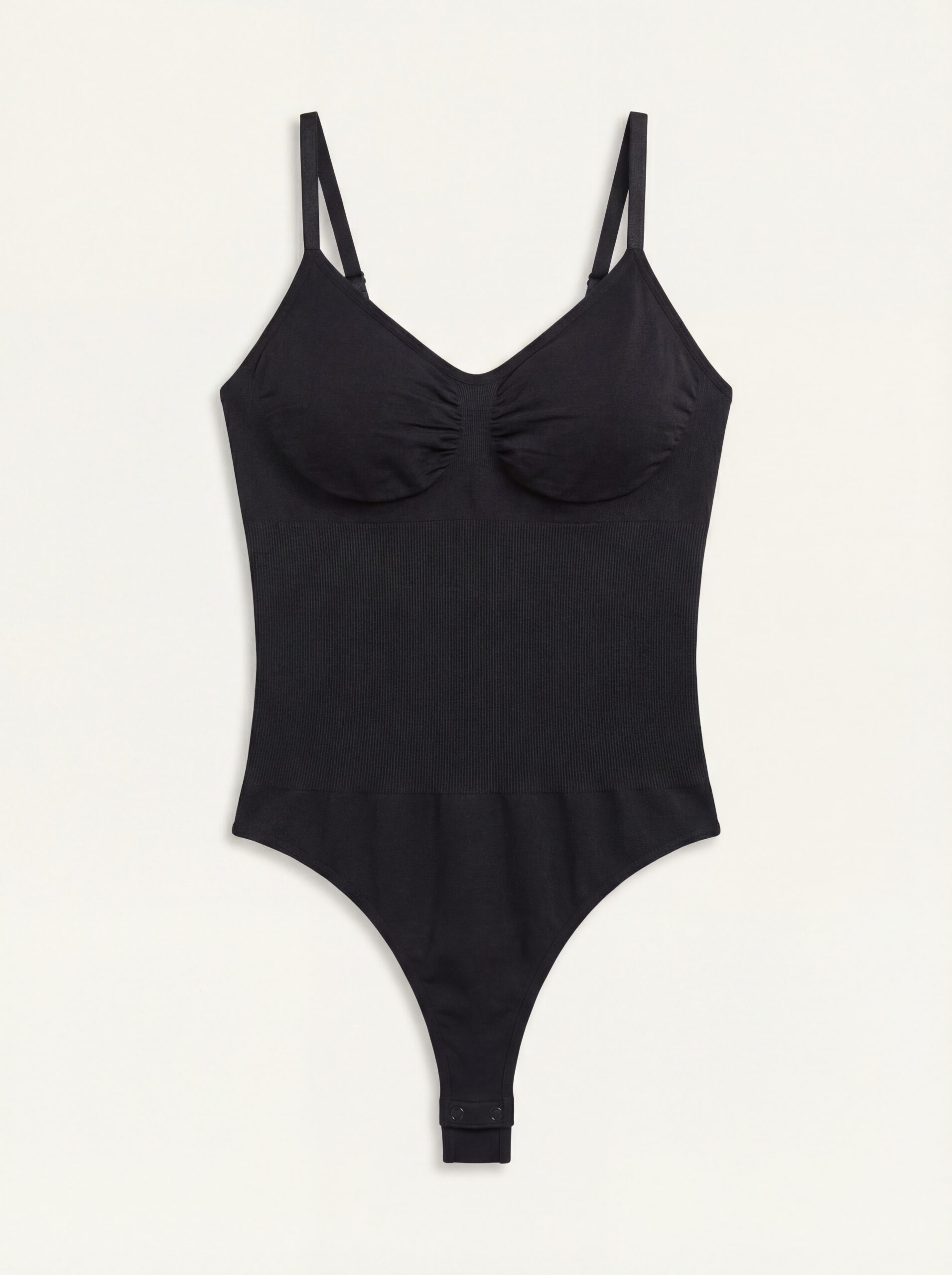Seamless shapewear body sa otvorenim leđima (tanga kroj) - crni