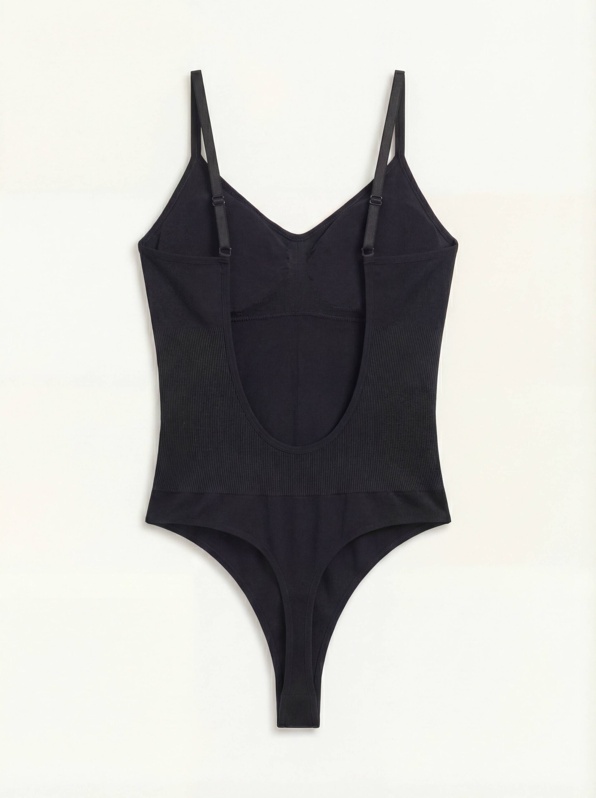 Seamless shapewear body sa otvorenim leđima (tanga kroj) - crni