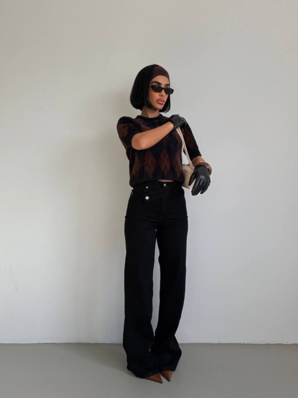 Farmerice na koso kopčanje Mauricio - crne 6 Lunatik