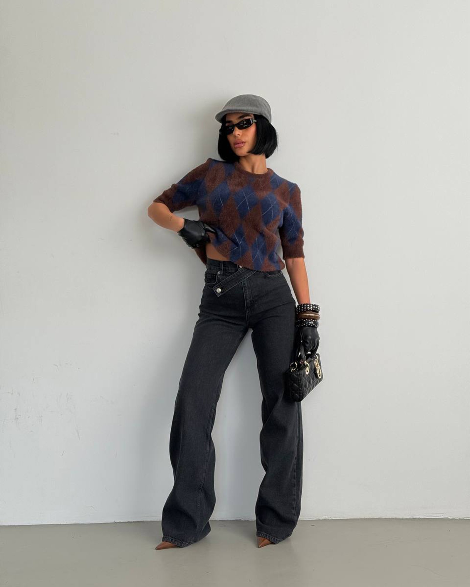 Farmerice na koso kopčanje Felipe - sive 1 farmerice