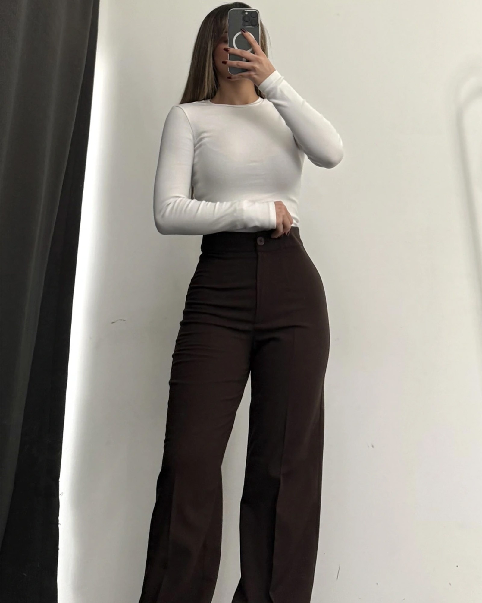 Palazzo hlače Serenze - tamnosmeđe 2 Palazzo hlače Serenze - tamnosmeđe - Slika 2