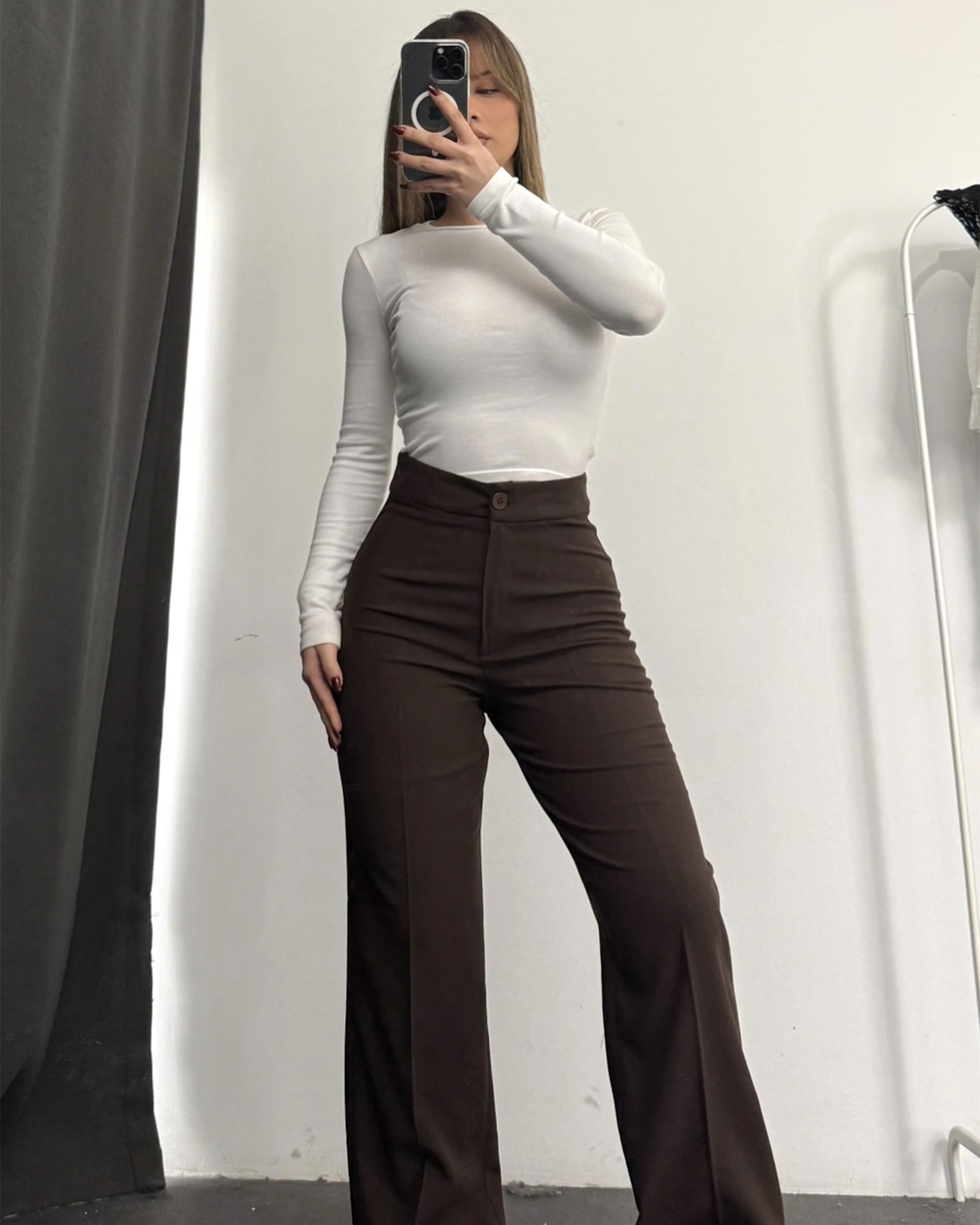 Palazzo hlače Serenze - tamnosmeđe 3 Palazzo hlače Serenze - tamnosmeđe - Slika 3