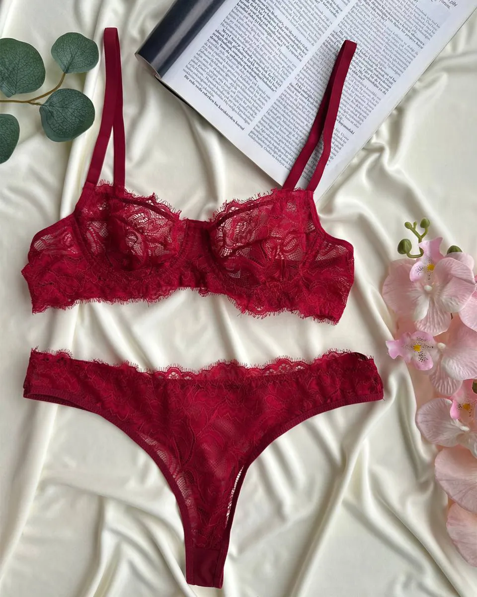 Dvodjelni lingerie set Vixena - bordo